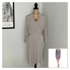Laundry by Shelli Segal Collared Faux Wrap Dress w/Chain Link Print Sz L NWT